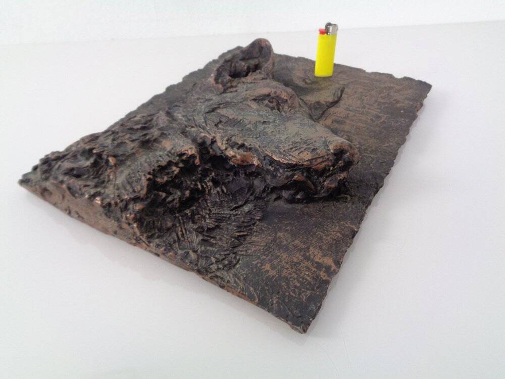 Large copper-coloured German Shepherd relief, 1960s