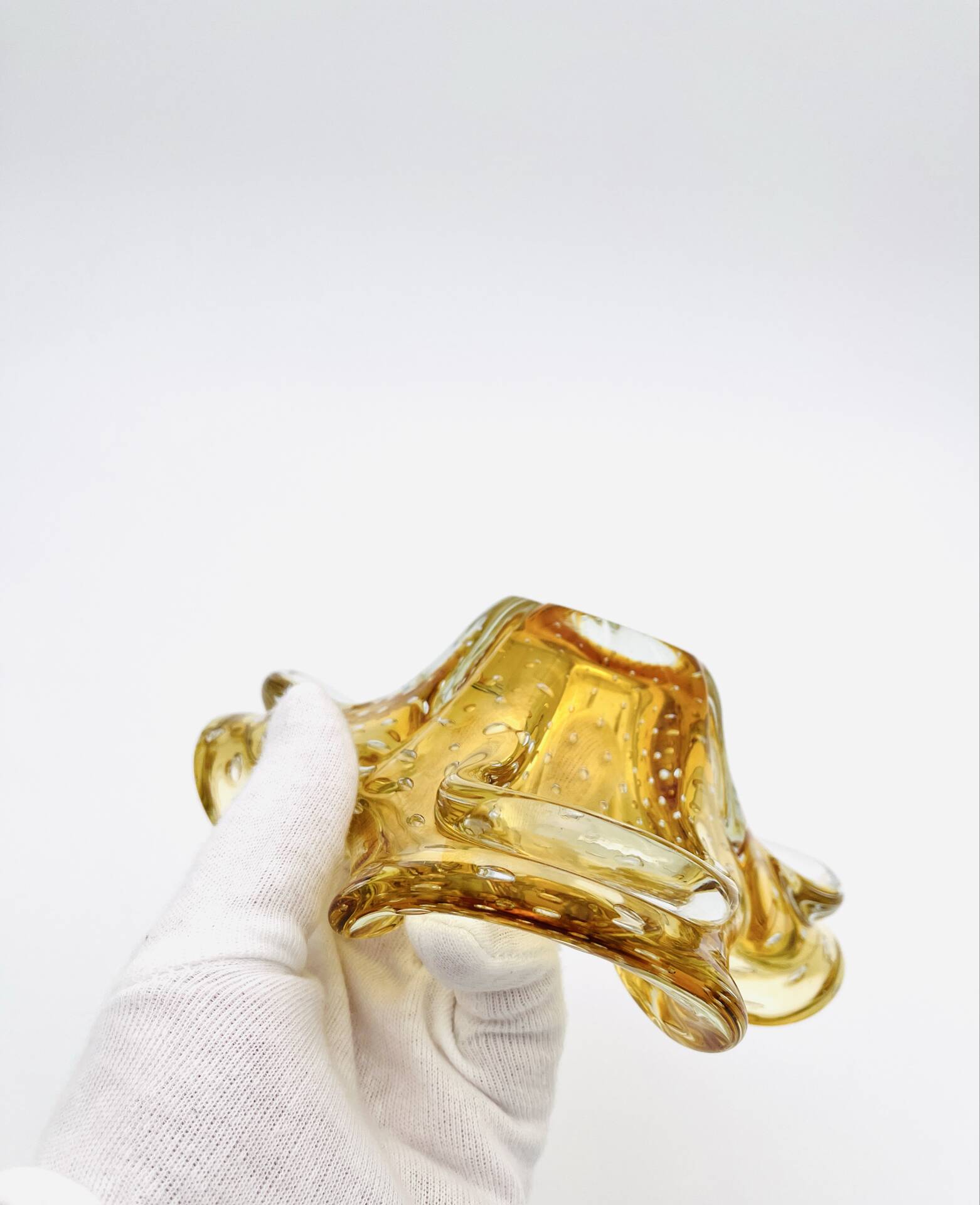 Murano bowl Archimede Seguso Bullicante Sommerso Yellow Gold