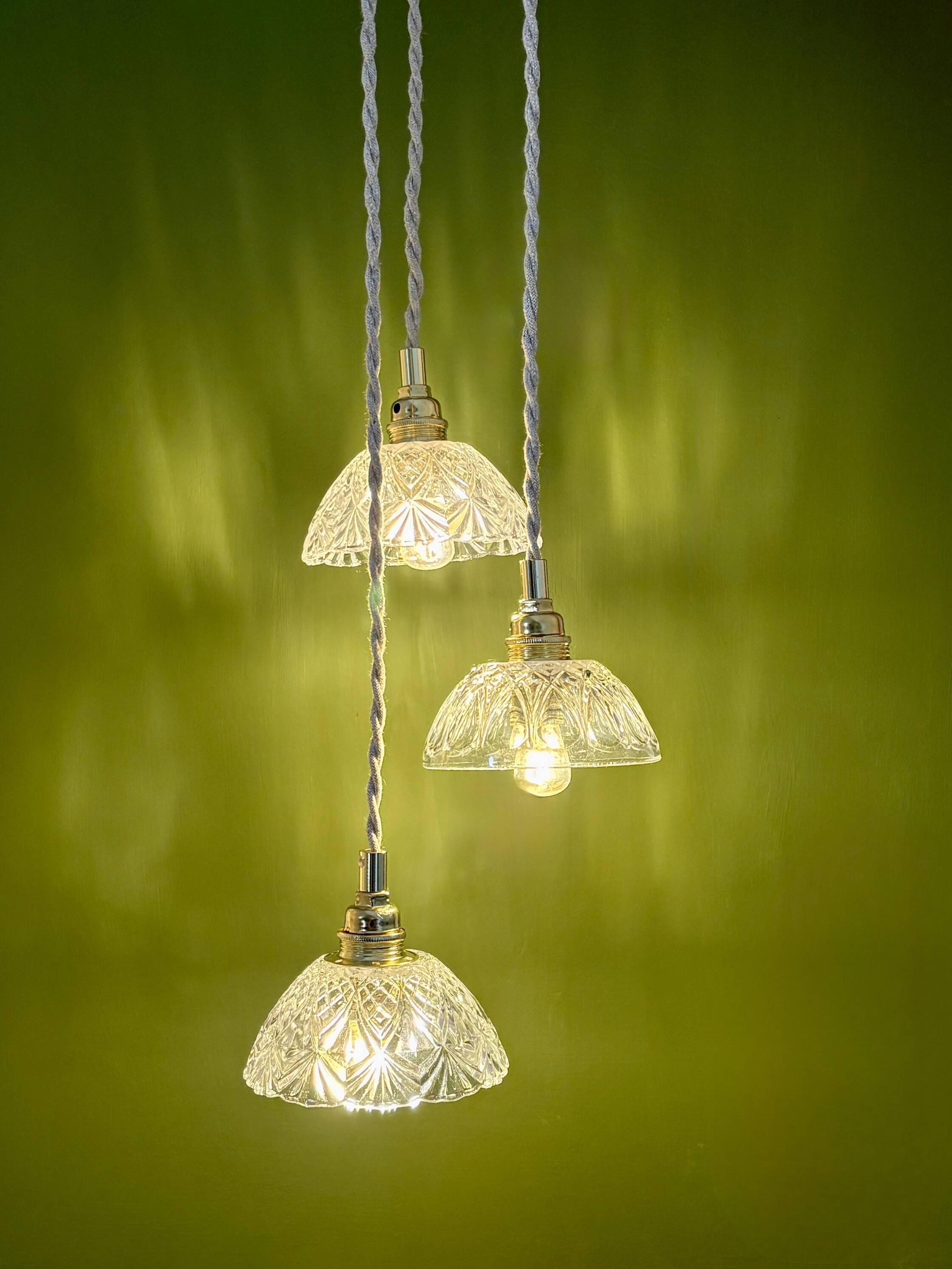 Vintage triple suspension lampshade in cut glass - tableware collection