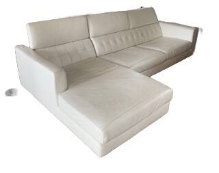 Leather sofa, white leather corner sofa