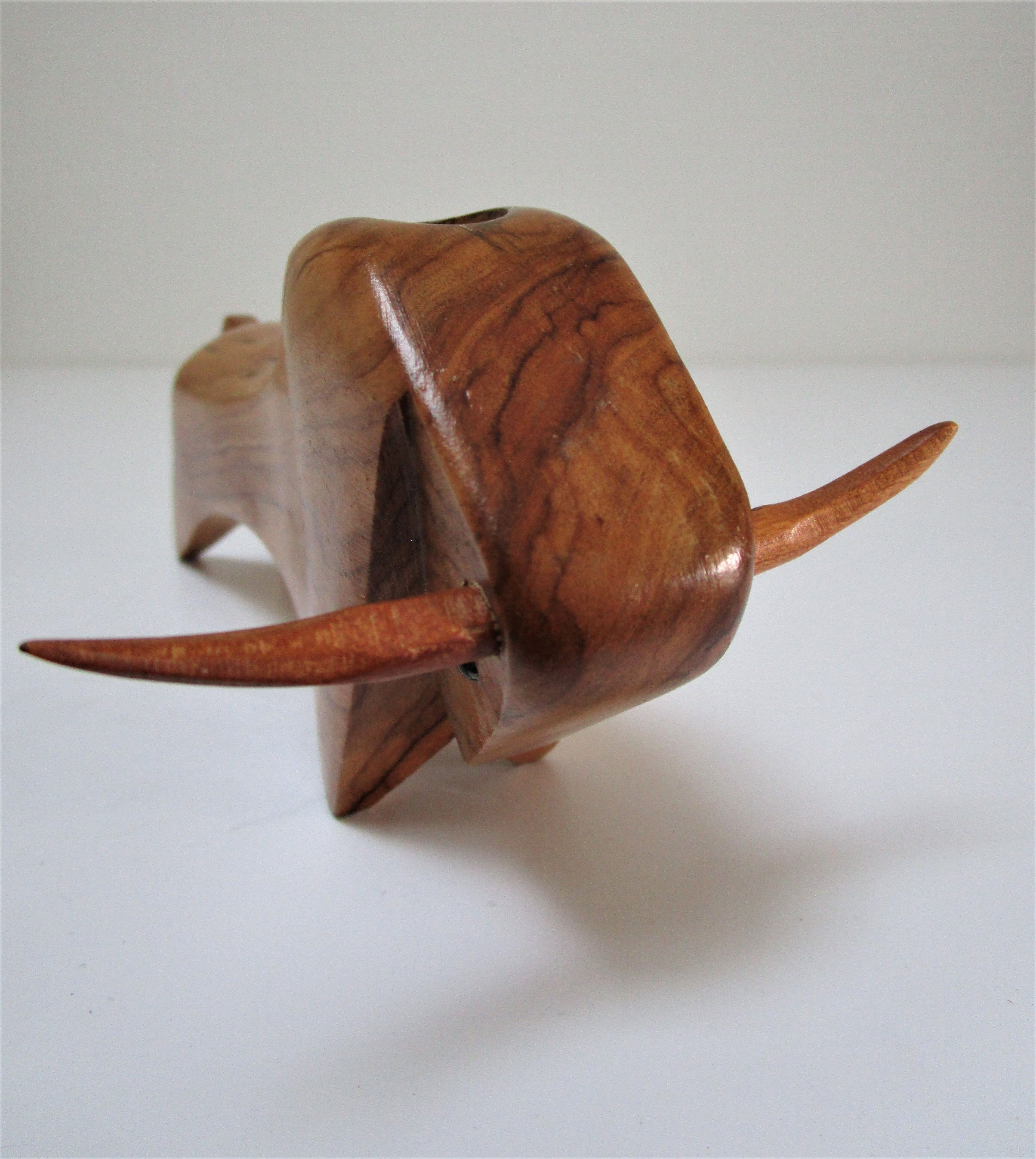Wooden candlestick bull 70s