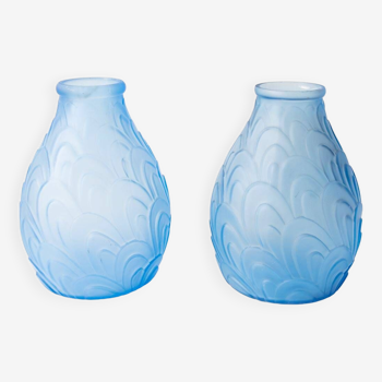 Pair of large blue art deco vases from the 1930s