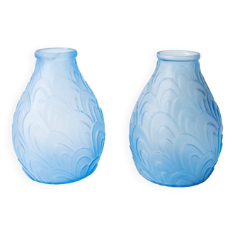 Pair of large blue art deco vases from the 1930s