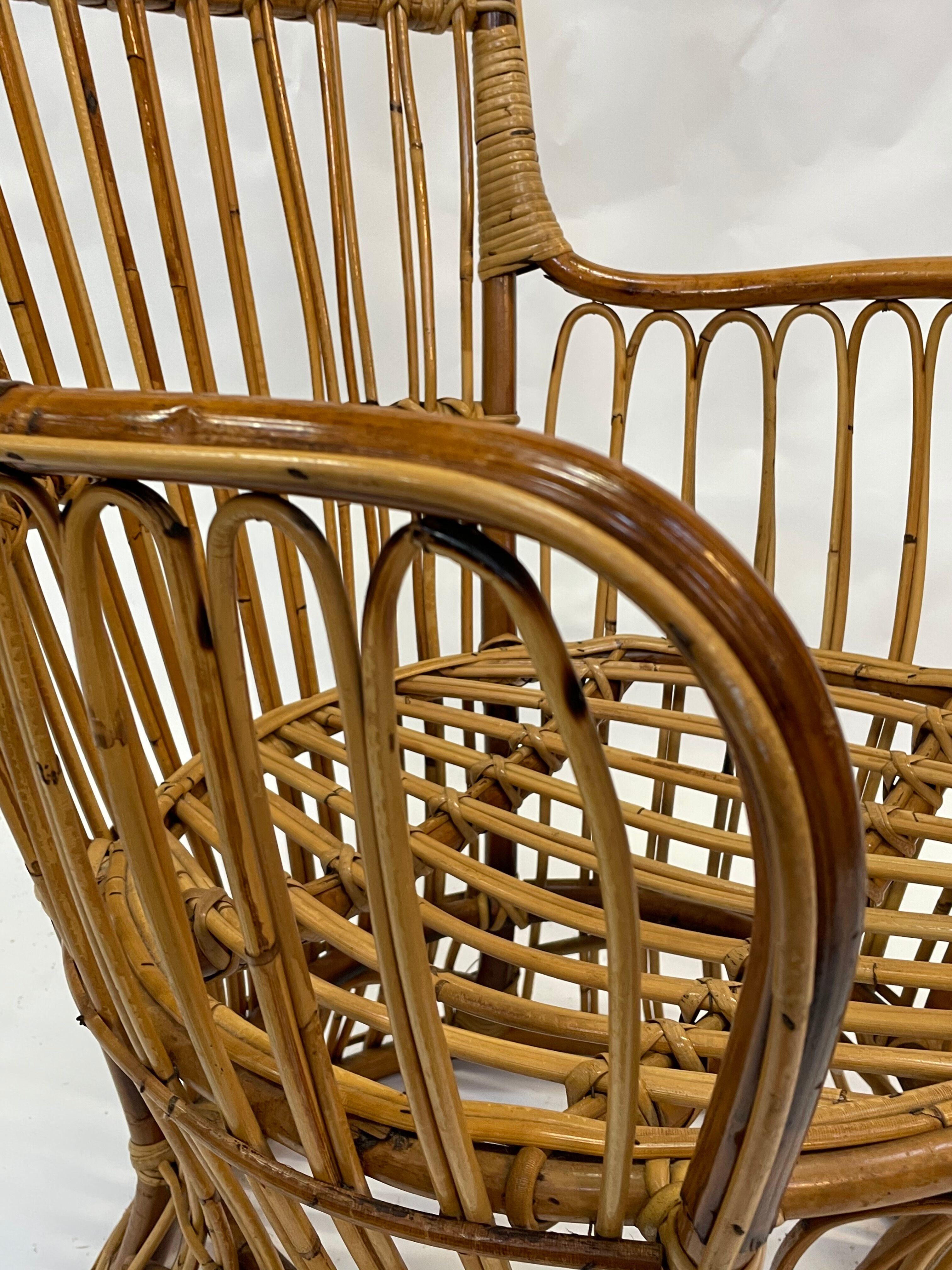 Set of two mid century rattan armchairs by bonacina 1950 design