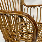 Ensemble de deux fauteuils en rotin du milieu du siècle par Bonacina 1950 Design