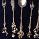 Set 11 of old cutlery with silver metal desert