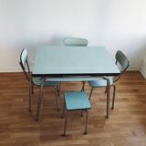 Table & chaises formica bleu