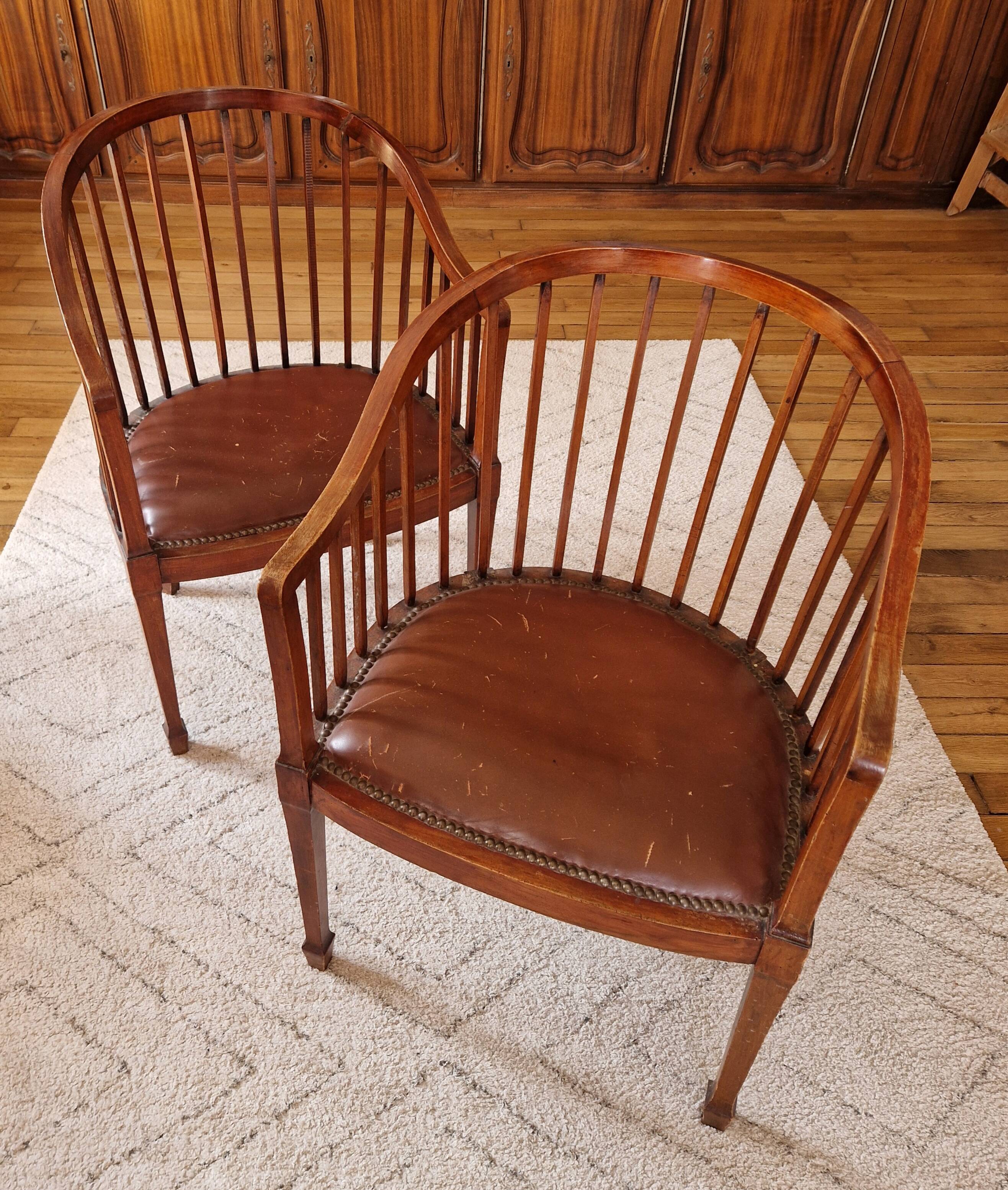 Small Art Deco bench and armchairs in beech, 1930s