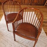 Small Art Deco bench and armchairs in beech, 1930s