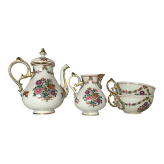 Tea set flowered porcelain and gilding