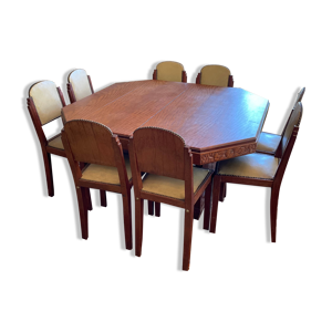 Table art déco à rallonge et ses 8 chaises