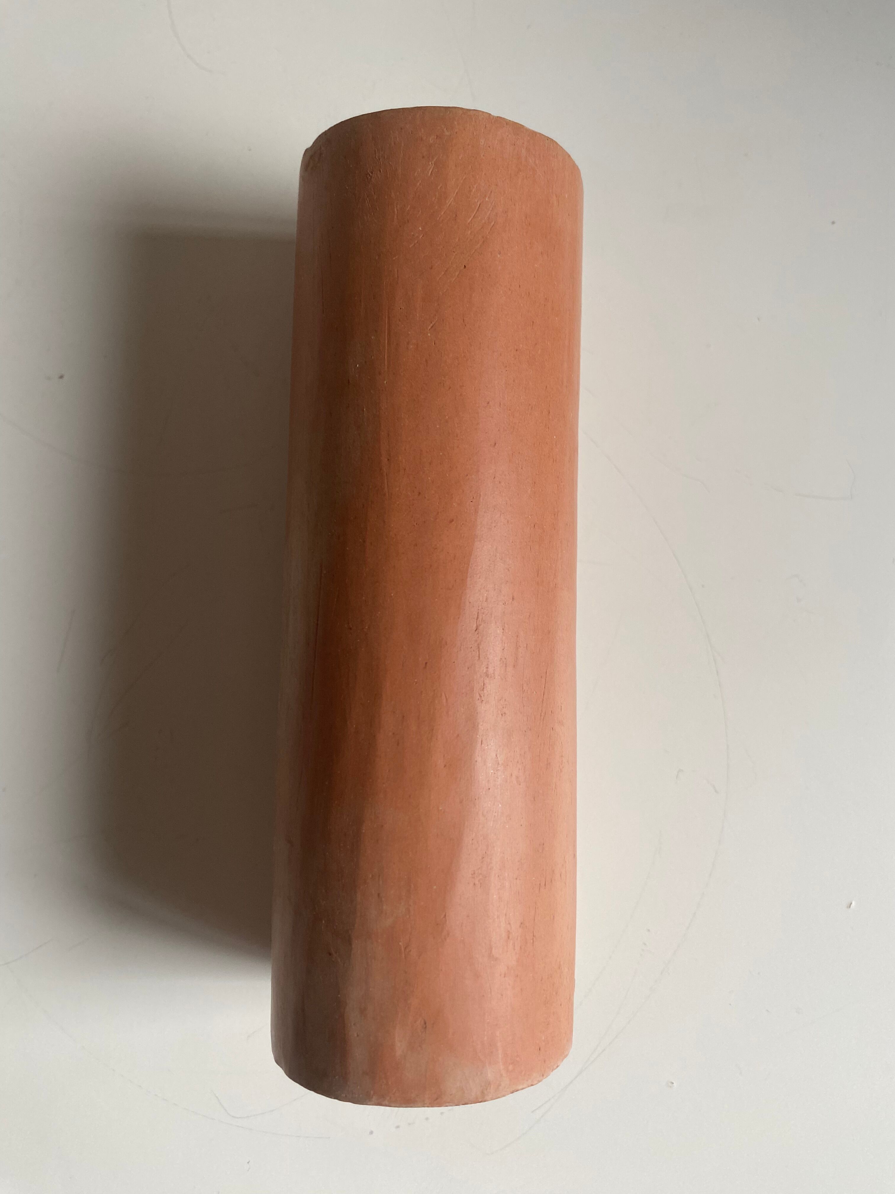 Vase terracotta roll enamelled interior