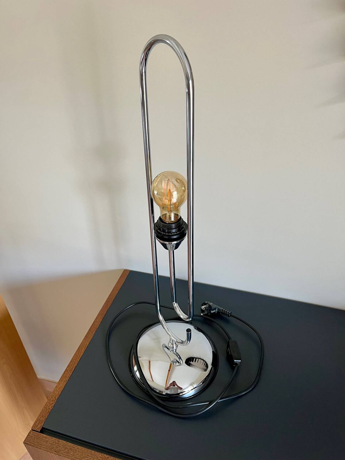 Space Age table lamp chrome steel VINTAGE 70