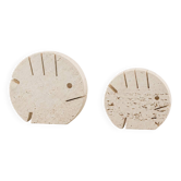Set of 2 large Enzo Mari travertine 'fish' sculptures, 1980s.