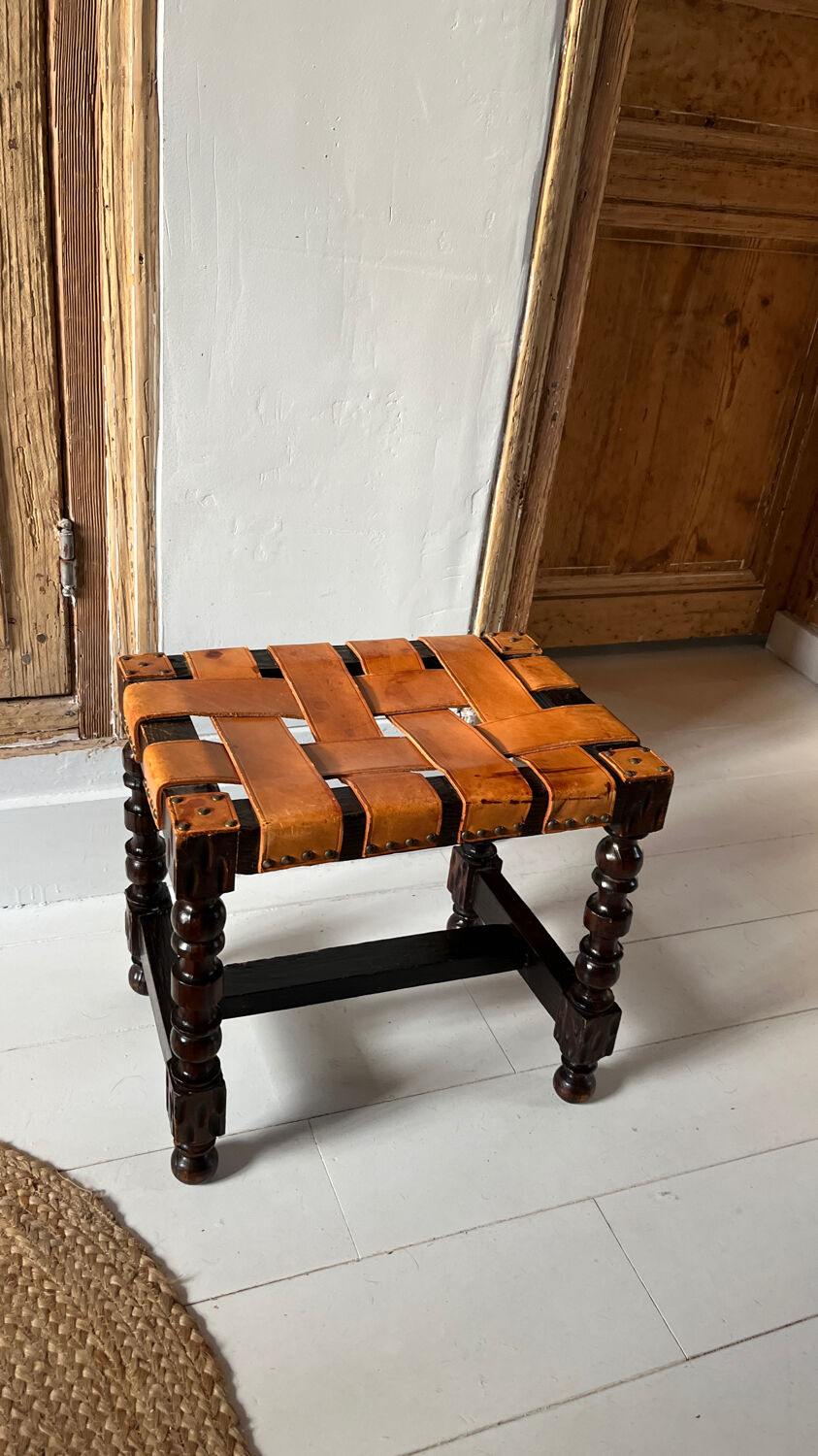 Fouet Ancien En Bois Et Cuir Noir – Accessoire De Collection Ou Décoration