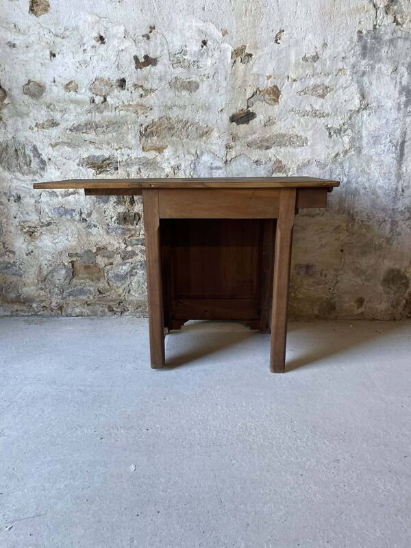 Petite table ancienne en noyer avec rallonge – bureau / desserte
