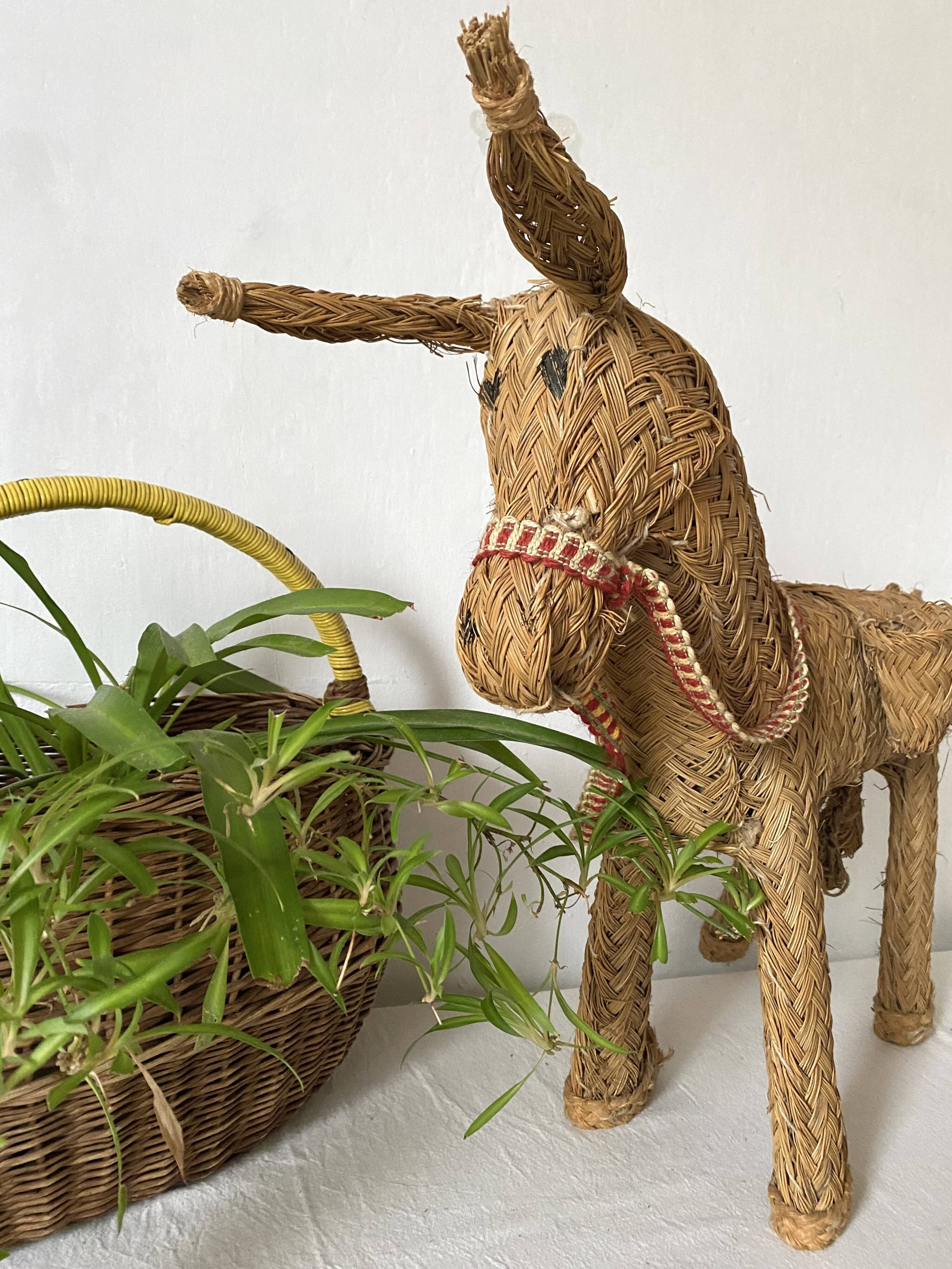 Braided straw donkey, popular art Spain, 1970s