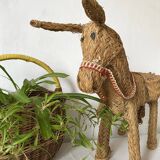 Braided straw donkey, popular art Spain, 1970s