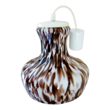 Pendant light in white opal glass with black speckles, 1960s/1970s