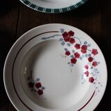 Lot 4 mismatched hollow plates Art Deco blue red green