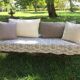 Lit banquette ancien fer forgé avec coussins
