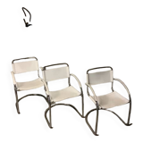 Lot of three vintage tubular armchairs from the 70's