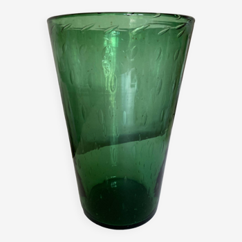 XXXL vase Italian work 1960 in bubble blown Empoli glass