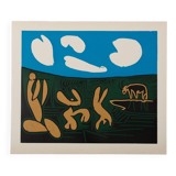 Pablo Picasso: Bacchanal, acrobats and bull, Linocut (1962)