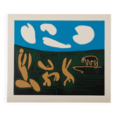 Pablo Picasso: Bacchanal, acrobats and bull, Linocut (1962)