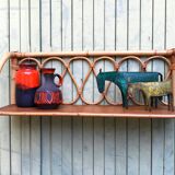 Vintage rattan shelf from the 60s