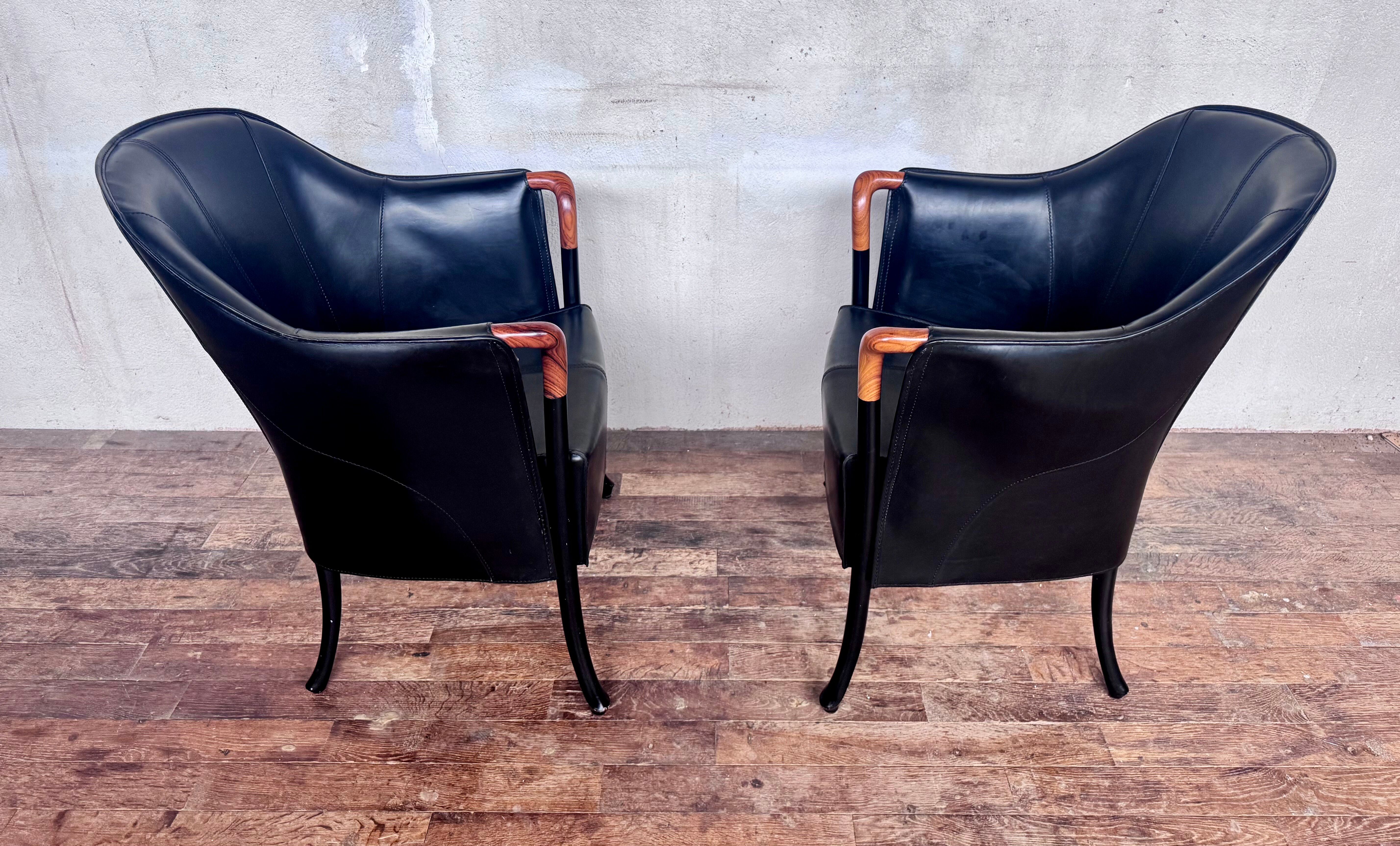 2 designer armchairs by Umberto Asnago for Giorgetti Italy