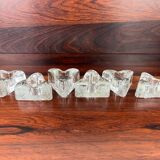 6 ice cube candle holders, molded glass