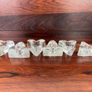 6 ice cube candle holders, molded glass