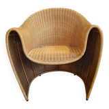 Vintage Driade King Tubby Rattan Armchairs by Miki Astori