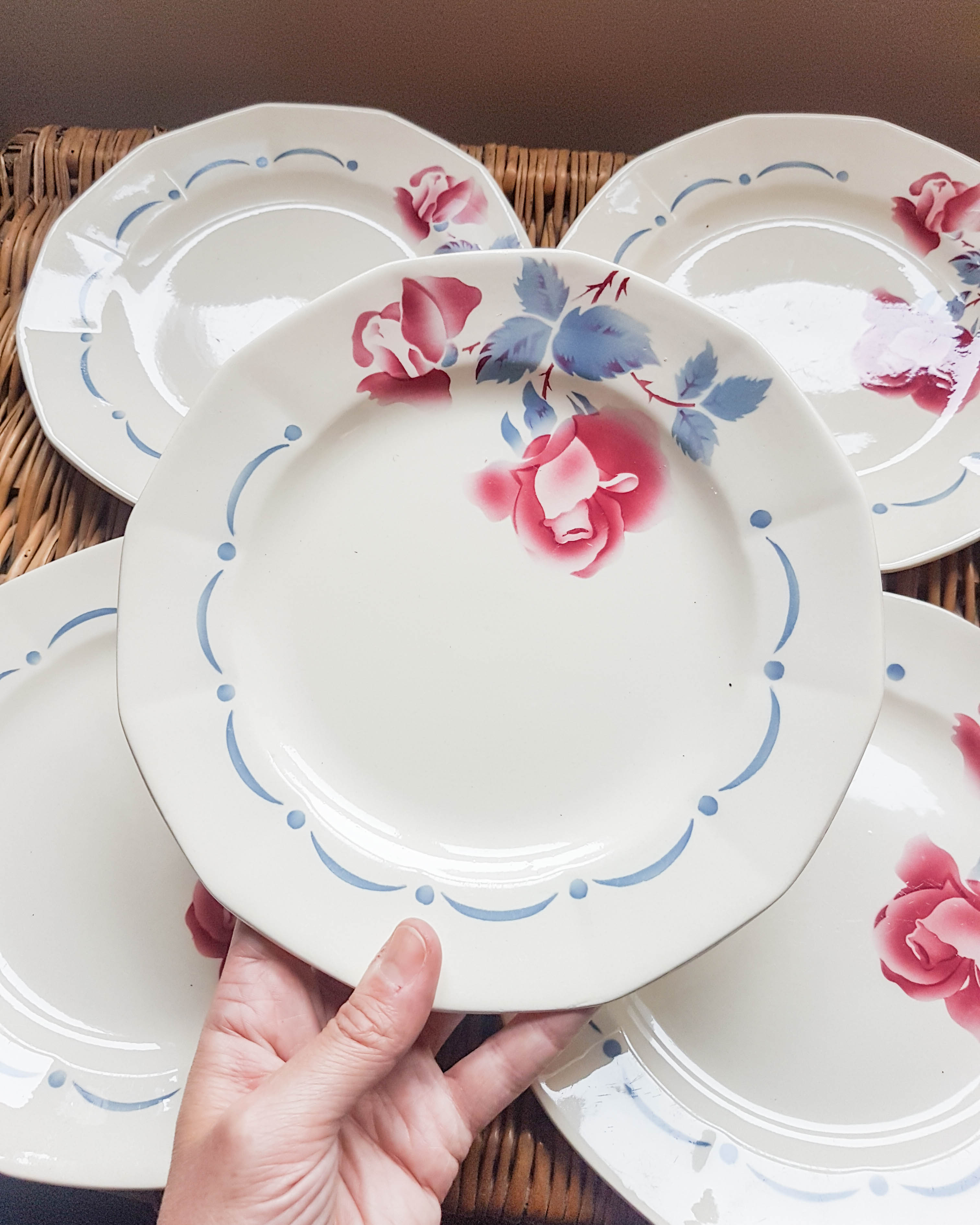 Lot of 6 dessert plates "boulogne" Digoin Sarreguemines