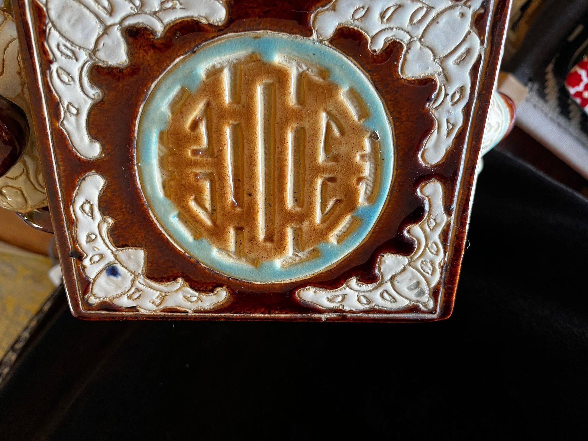 Vintage 70s xl ceramic elephant plant pot - brown