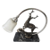 Lampe veilleuse de style Art Déco représentant un cerf sur un socle en marbre