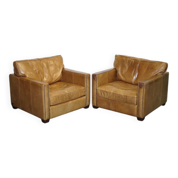 Fauteuils en Cuir Tanné par Timothy Oulton Viscount