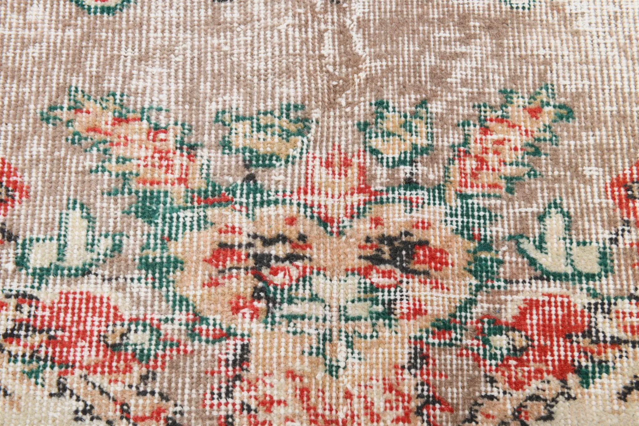 Dusty Red & Green Turkish Vintage Rug, Persian Style Oriental Carpet,
