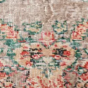 Dusty Red & Green Turkish Vintage Rug, Persian Style Oriental Carpet,