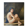 Antique oil painting portrait of a nude female late 20th century