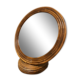 Round rattan mirror to lay