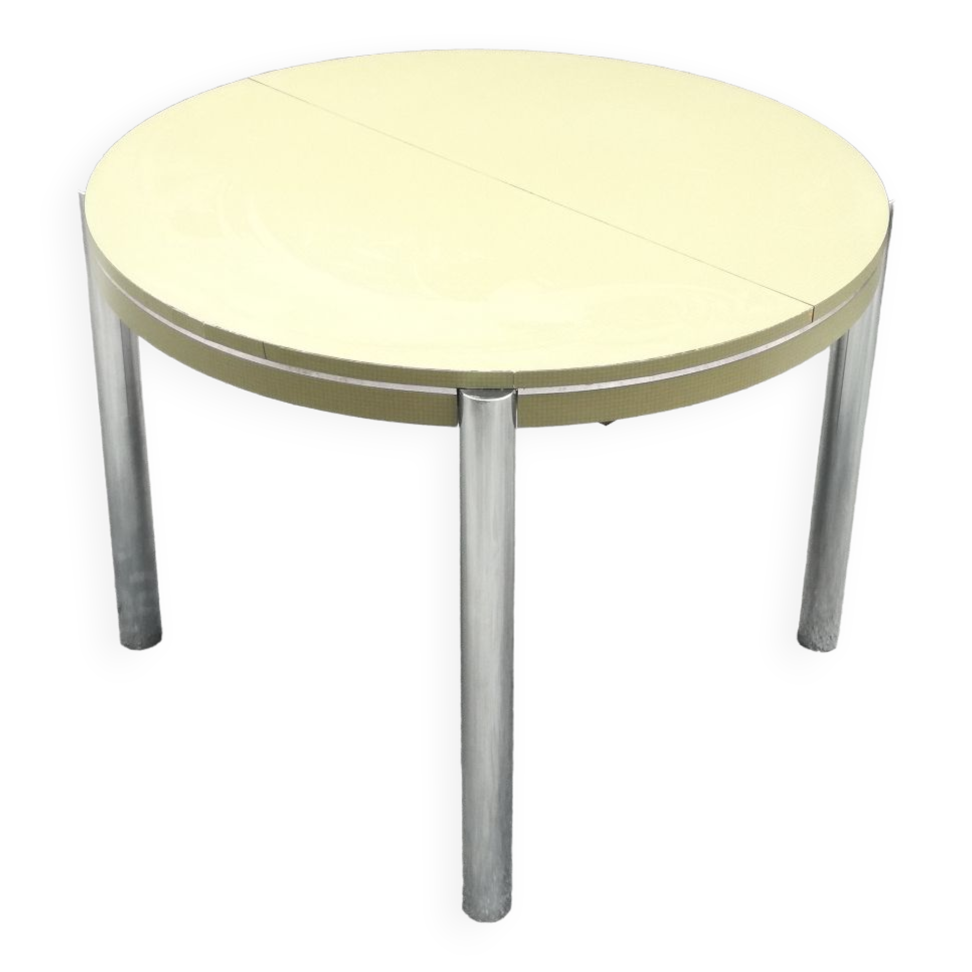 Extendable round table, gingham tile patterns late 1970 - Ø100