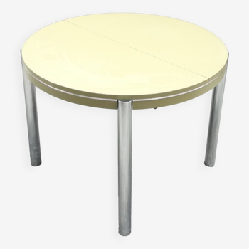 Extendable round table, gingham tile patterns late 1970 - Ø100
