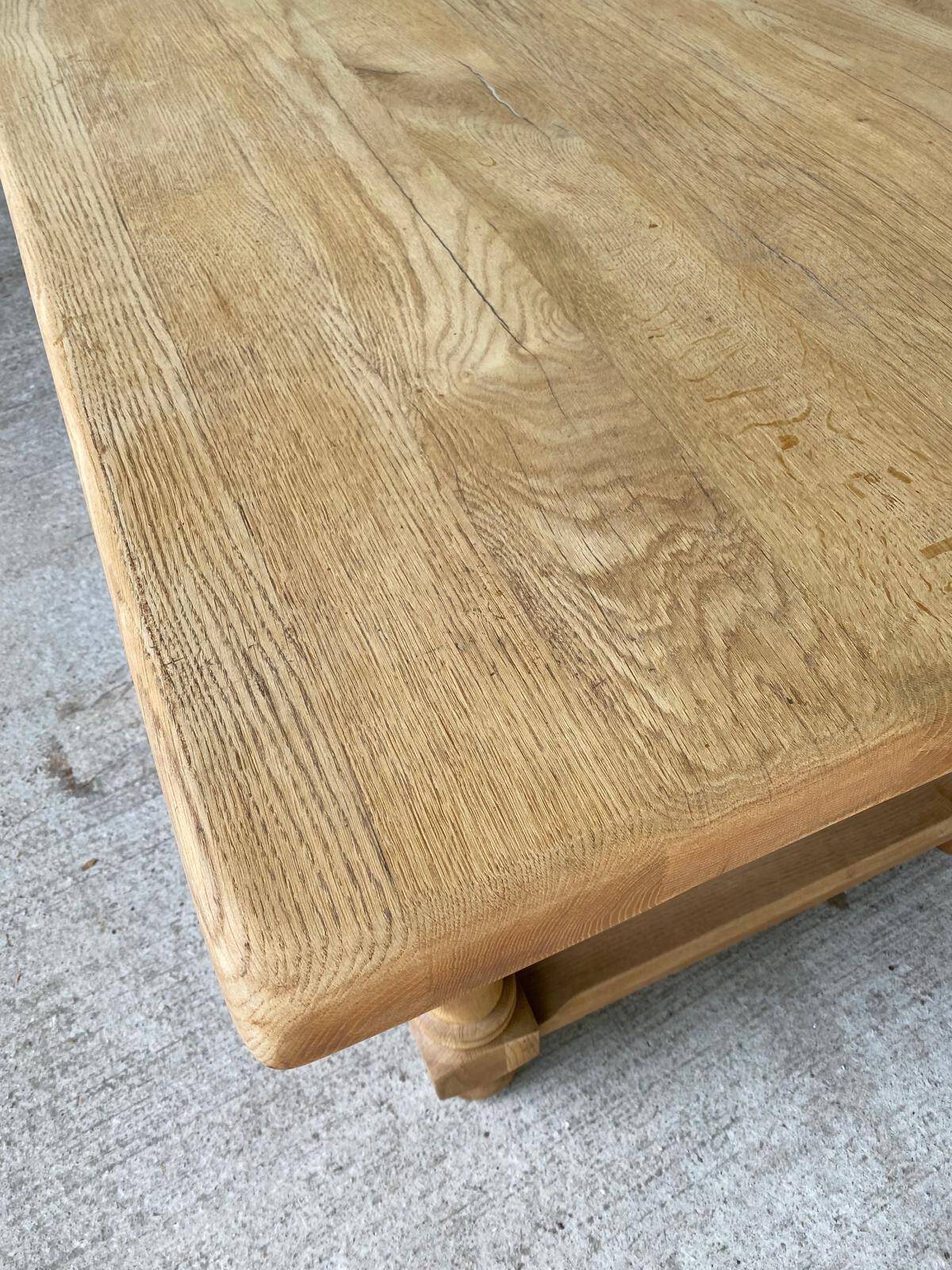 Renovated farmhouse dining table in solid oak, 20th century, 200cm