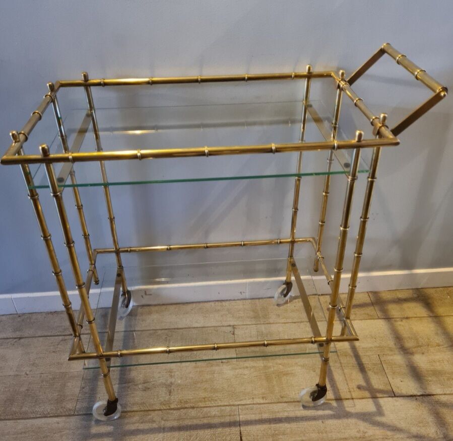 Bamboo brass rolling table 1970