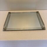Plateau miroir en laiton chromé année 50 60