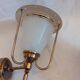 pair of wall-mounted torch lights corner 1950-1960 Arlus or Lunel glass metal