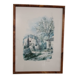Magnificent Print (Lithograph/Watercolor) Provençal Village Scene