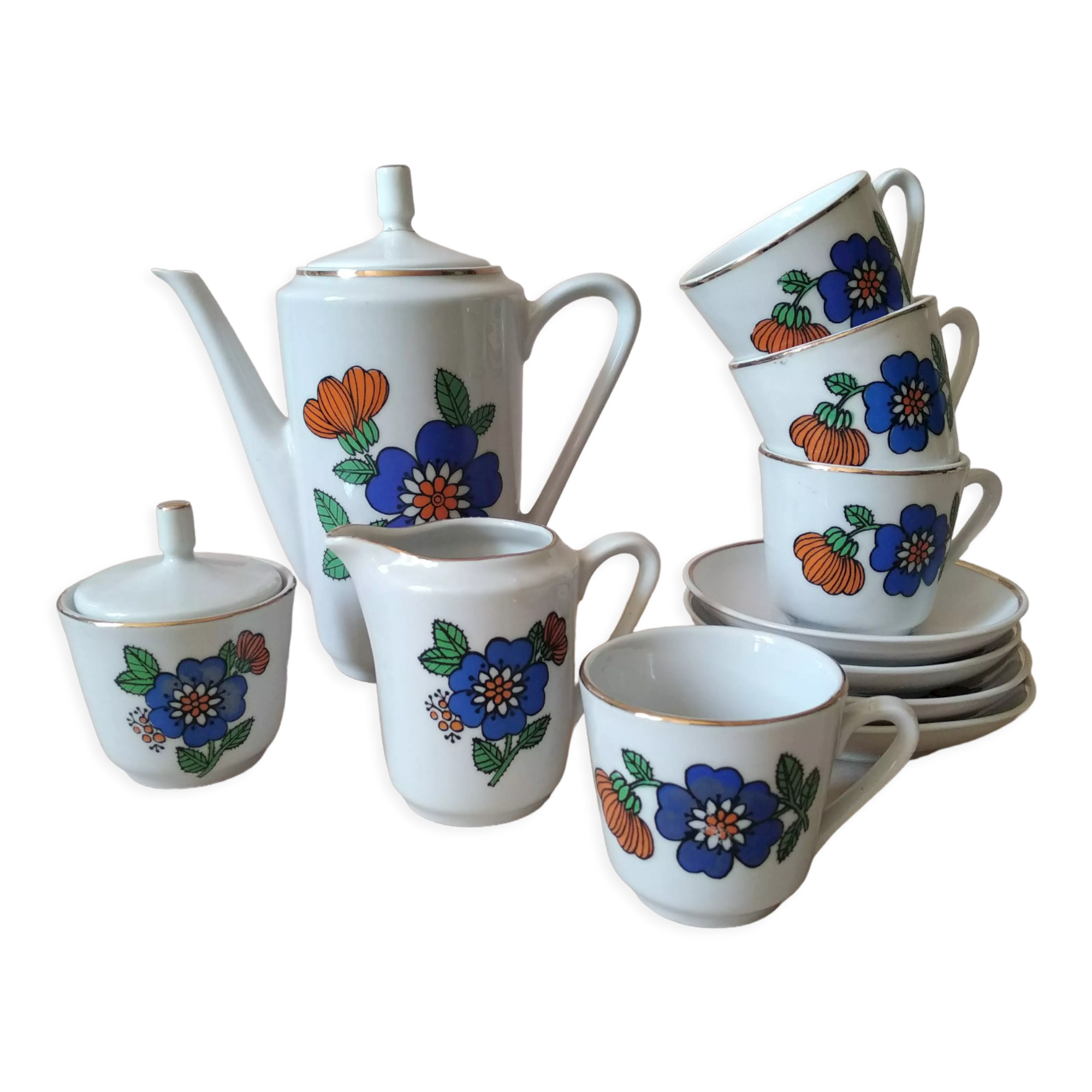 Vintage porcelain coffee set dinette 70s